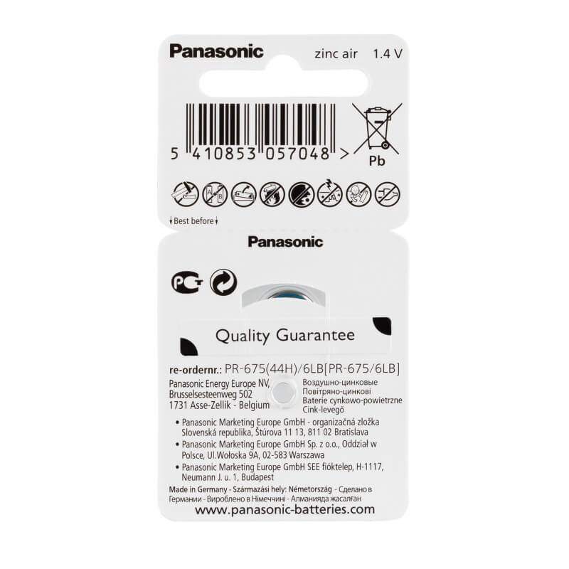 Panasonic Zubehör Hörgerätebatterien Panasonic PR 675